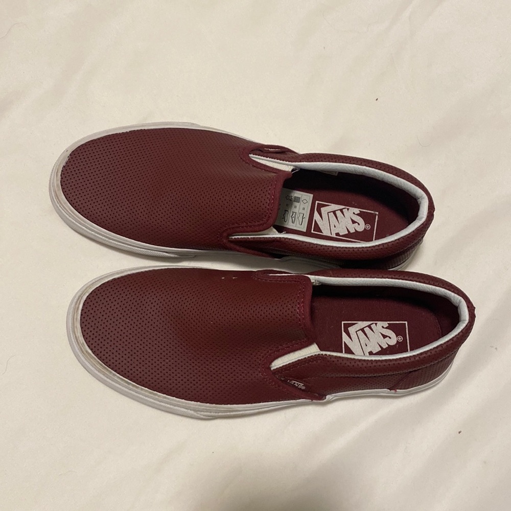 Vans Perf Leather Slip-On | Maroon deep red | US Women’s 8.5 |